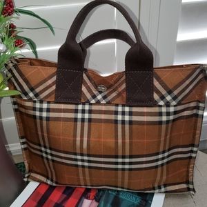 Burberry Blue label small Tote 11 x 9 very good condition.